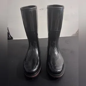 Gucci | Shoes | Gucci Black Rubber Boots With Red And Green  display picture 1